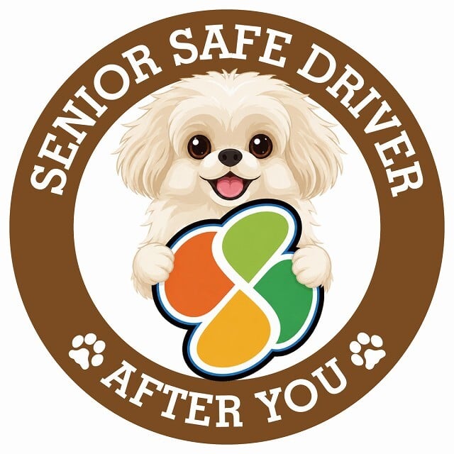 カーサイン 高齢者マーク SENIOR SAFE DRIVER ペキプー ステッカー シール 直径13cm 肉球 日本製 車