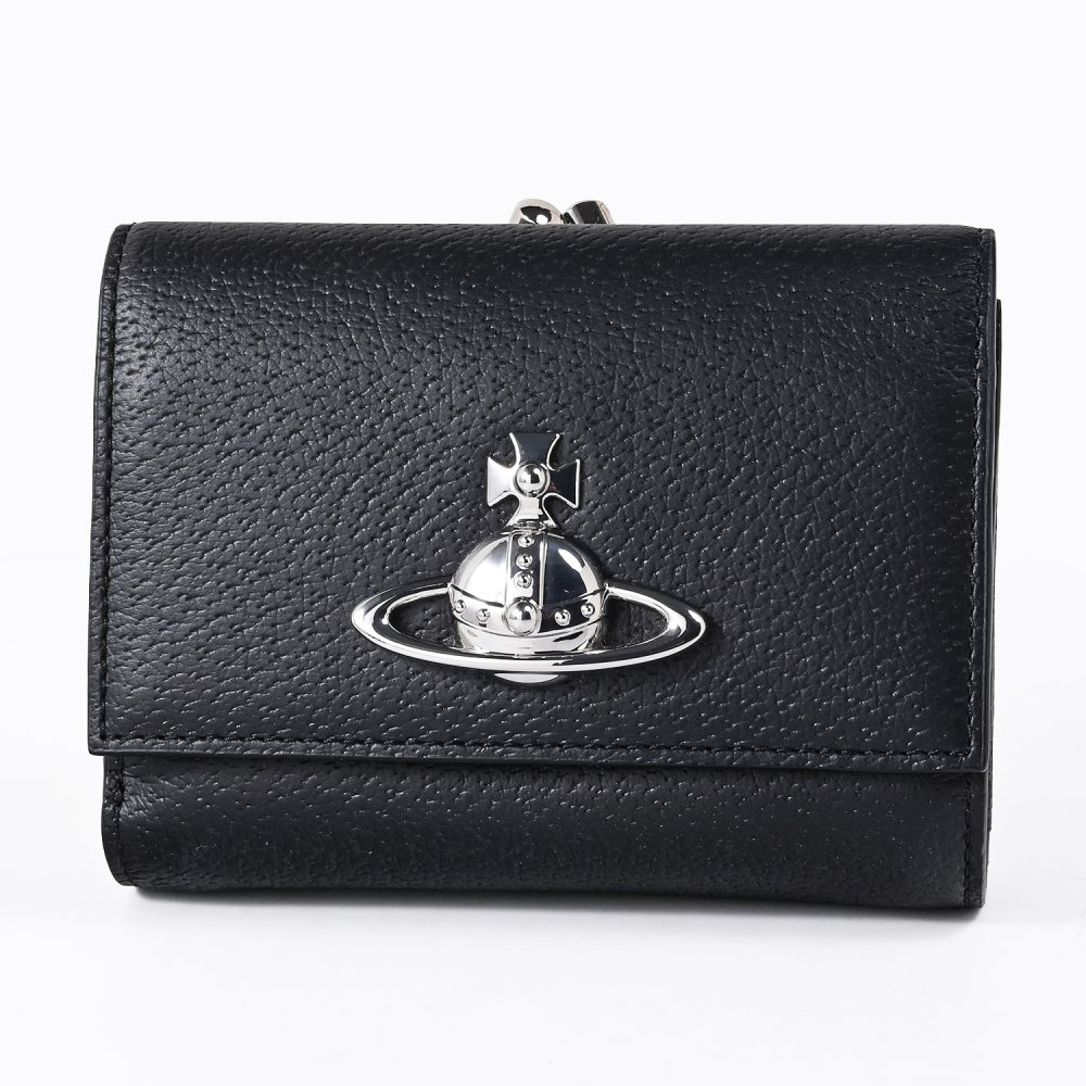 ヴィヴィアンウエストウッド Vivienne Westwood 三つ折り財布 コンパクト がま口小銭入れ付き ウォレット レディース ブラック 5107005HW L00F7 N401 折財布 送別会 誕生日 お中元 結婚祝い 結婚式 彼氏 息子 夫 男性 彼女 妻 女性 財布 高級 父の日 母の日【スペシャルラッピング660円(別売り)】 即日発送ファッション小物 ホワイトデー