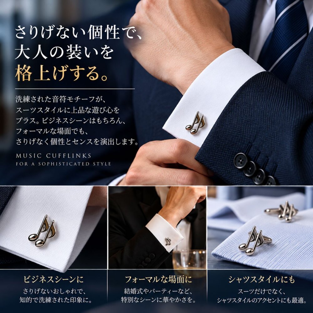 鎌倉カフス工房 音符 カフスボタン カフリンクス sc035 ミュージック 音楽 メンズ シルバー 演奏会 発表会 ギフト プレゼント