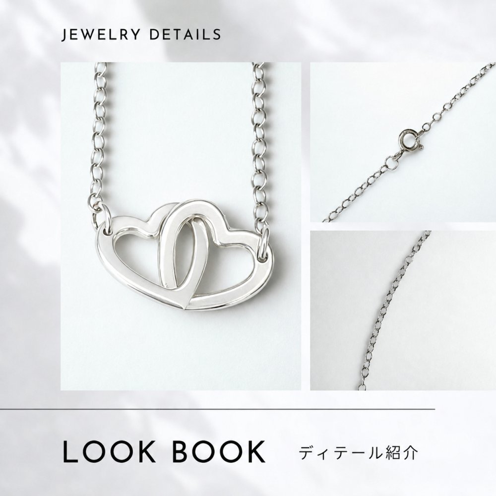 英国製 ハンドメイド ダブルハート シルバーネックレス レディース ハートモチーフ スターリングシルバー 925 上品 シンプル 大人 女性 彼女 妻 誕生日 記念日 結婚記念日 母の日 クリスマス バレンタイン ホワイトデー プレゼント ギフト