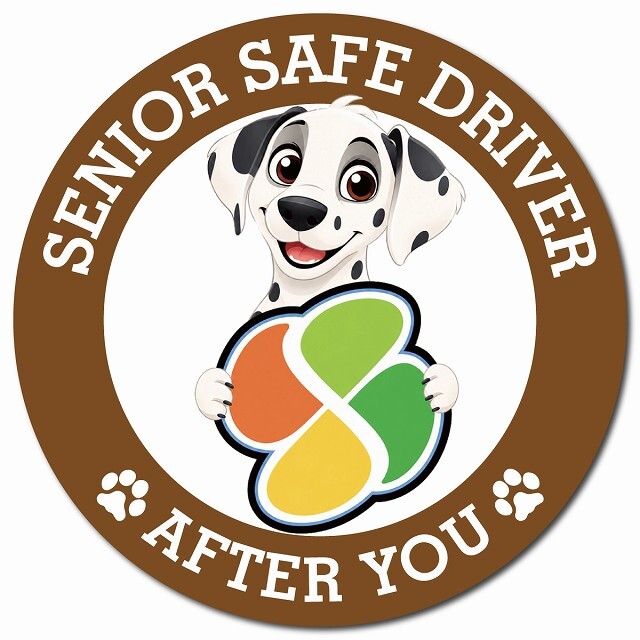 カーサイン 高齢者マーク SENIOR SAFE DRIVER ダルメシアン マグネット 強力 直径13cm 肉球 日本製 車 ステッカー