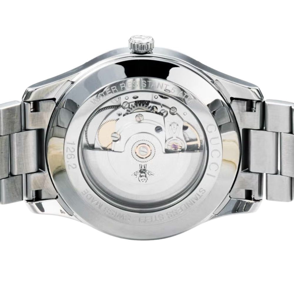 グッチ 腕時計 メンズ Gタイムレス 1本限り 自動巻き 42mm ブラック シルバー 蜂 ビー GUCCI G-Timeless スイス製 サファイアガラス プレゼント ギフト 成人 卒業 入学