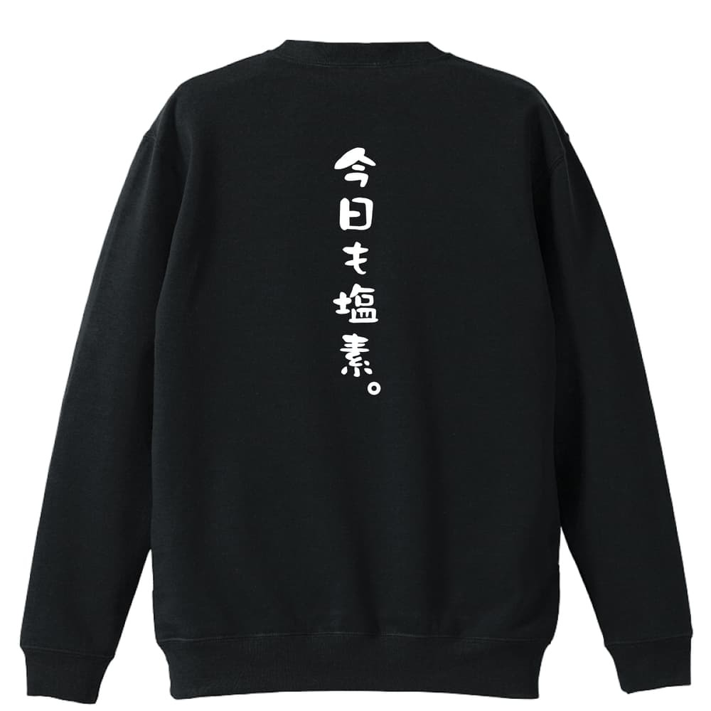 水泳 競泳 トレーナー スウェット メンズ レディース ジュニア 裏パイル 練習着 おもしろ 名入れ おしゃれ 文字入れ無料 綿100% キッズ 大きいサイズ 「今日も塩素」 アートワークスコウベ 【送料無料】