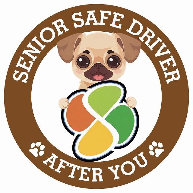 カーサイン 高齢者マーク SENIOR SAFE DRIVER チワパグ ステッカー シール 直径13cm 肉球 日本製 車