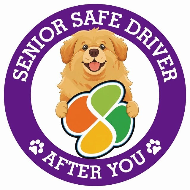 カーサイン 高齢者マーク SENIOR SAFE DRIVER チベタンマスティフ ステッカー シール 直径13cm 肉球 日本製 車