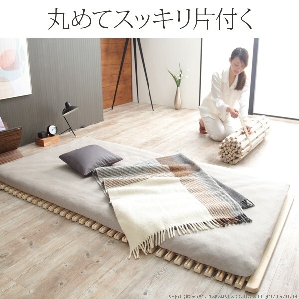 【グッドデザイン賞受賞】 すのこベッド ロール式 シングル 通気性2倍で丸めて収納 「みやび格子」すのこベッド ロールタイプ 桐 天然木 スノコベッド すのこマット 折りたたみベッド 省スペース 快眠 除湿 調湿 防カビ 梅雨対策 結露防止 新生活