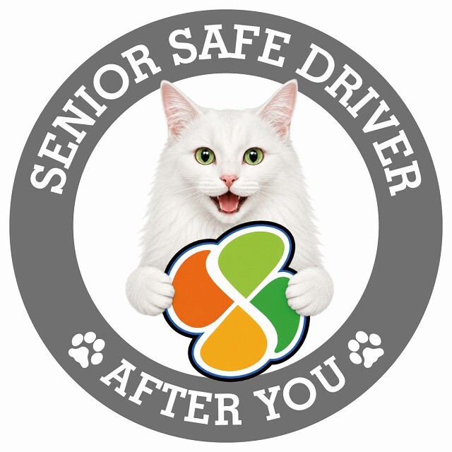 カーサイン 高齢者マーク SENIOR SAFE DRIVER ターキッシュアンゴラ ステッカー シール 直径13cm 肉球 日本製 車