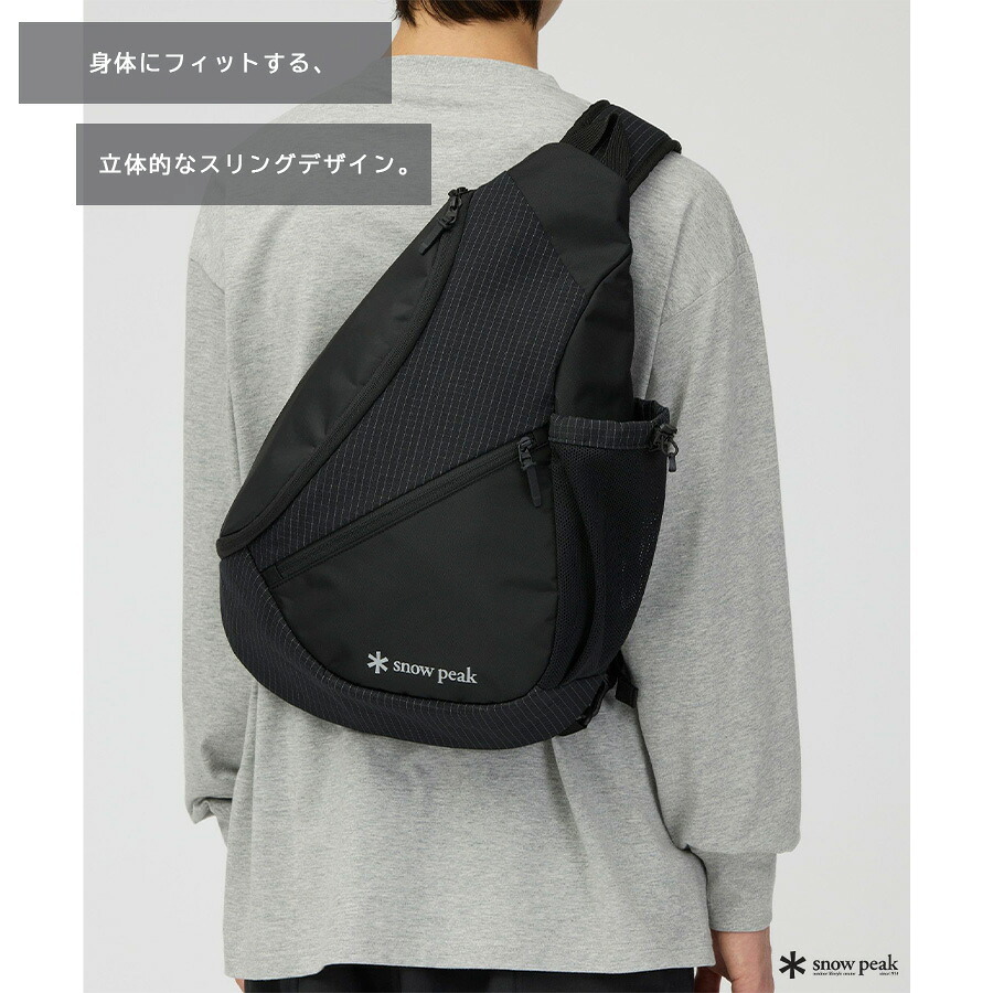 snowpeak Grid Sling Bag ボディバッグ ウエストバッグ 大容量 普段使い 使いやすい シンプル レディース メンズ ギフト プレゼント ブラック 100261sb07