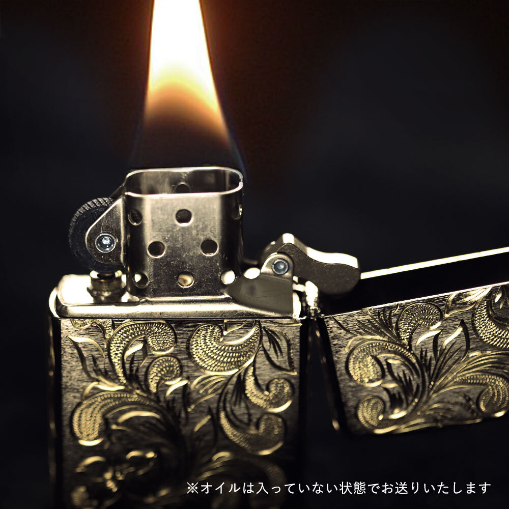 Zippo ライター ジッポライター 愛煙家 喫煙 真鍮 ブラスサテーナ #204 レギュラータイプ スクロール プルメリア 5面手彫り ハワイアンジュエリー ブランド かっこいい おしゃれ BY THE SEA バイザシー 彼氏 夫 男性 メンズ 誕生日 プレゼント ハロウィン 【品番：FL102B】