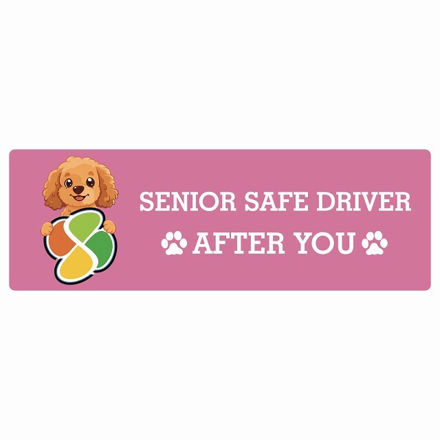 カーサイン 高齢者マーク SENIOR SAFE DRIVER ダップー ステッカー シール 長方形 20x6.7cm 肉球 日本製 車