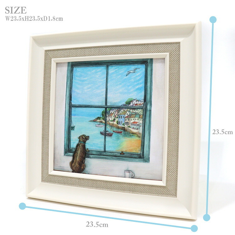 アートフレーム ジョーラム ハーバー ハリー JR-04512 送料無料 絵画 風景画 額縁付き 新品 犬 イヌ 空 海 街並