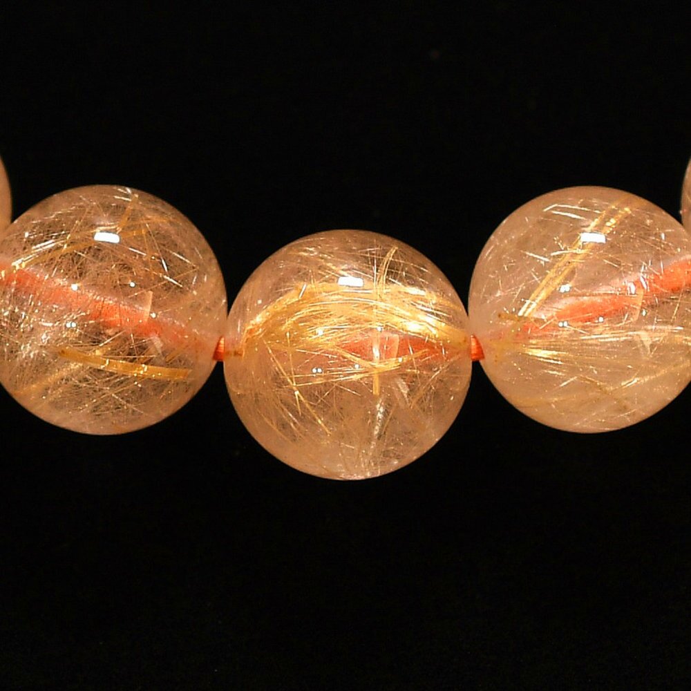 天然石ブレスレット【立体的に広がる黄金の風景】11mm ゴールドルチルクォーツ 一点物【GHB210】浄化発送 京海堂
