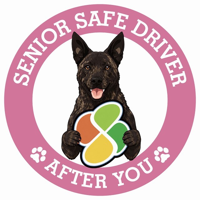 カーサイン 高齢者マーク SENIOR SAFE DRIVER 甲斐犬 ステッカー シール 直径13cm 肉球 日本製 車