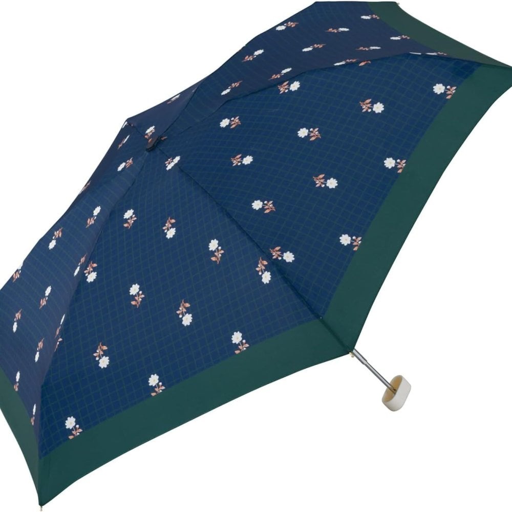 プレイドフラワー ミニ 折りたたみ傘 定形外 送料無料 折りたたみ 傘 雨傘 晴雨兼用 UVカット 7852-155-002 レトロ かわいい  花柄 チェック 韓国 レディース コンパクト 軽量 超軽量 通勤 通学