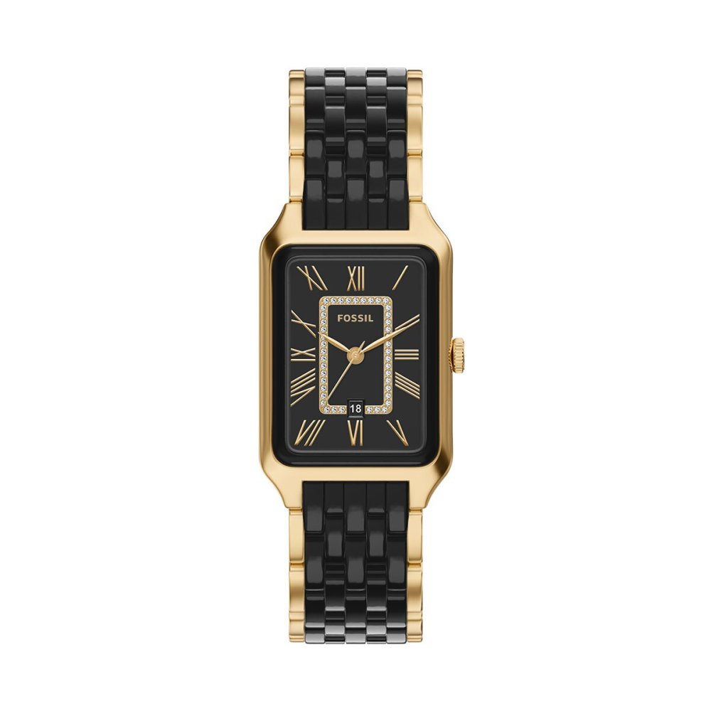 フォッシル FOSSIL 腕時計 レディース RAQUEL デイト アナログ ステンレススチール＆ブラックセラミックウォッチ CE1135【2026 新作】