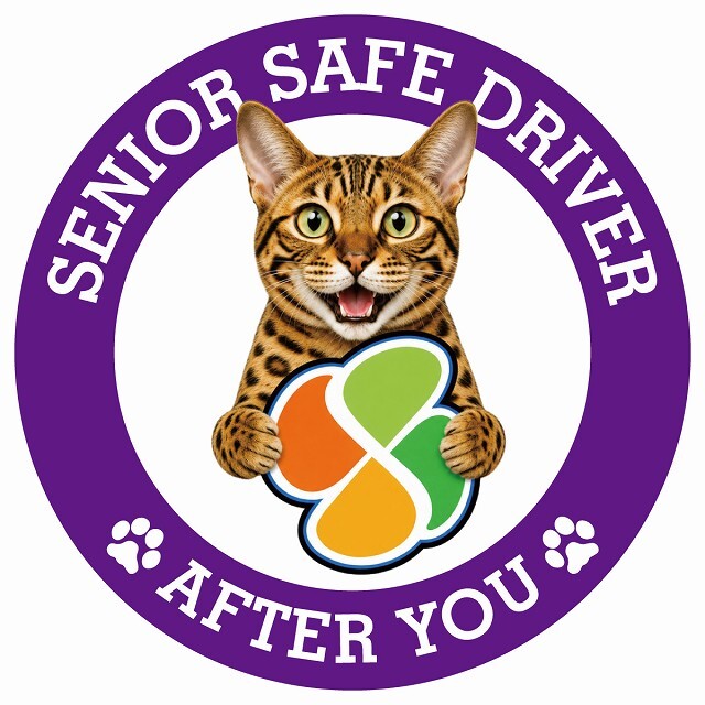 カーサイン 高齢者マーク SENIOR SAFE DRIVER ベンガル ステッカー シール 直径13cm 肉球 日本製 車