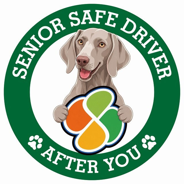 カーサイン 高齢者マーク SENIOR SAFE DRIVER ワイマラナー ステッカー シール 直径13cm 肉球 日本製 車