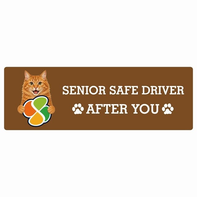 カーサイン 高齢者マーク SENIOR SAFE DRIVER アメリカンボブテイル ステッカー シール 長方形 15x5cm 肉球 日本製 車