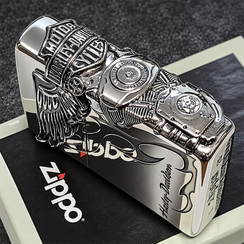 ZIPPO ハーレー ダビッドソン ジッポライター シルバー燻し 大型3面メタル 彫刻 かっこいい 日本限定モデル おしゃれ ウィング メンズ ギフト プレゼント