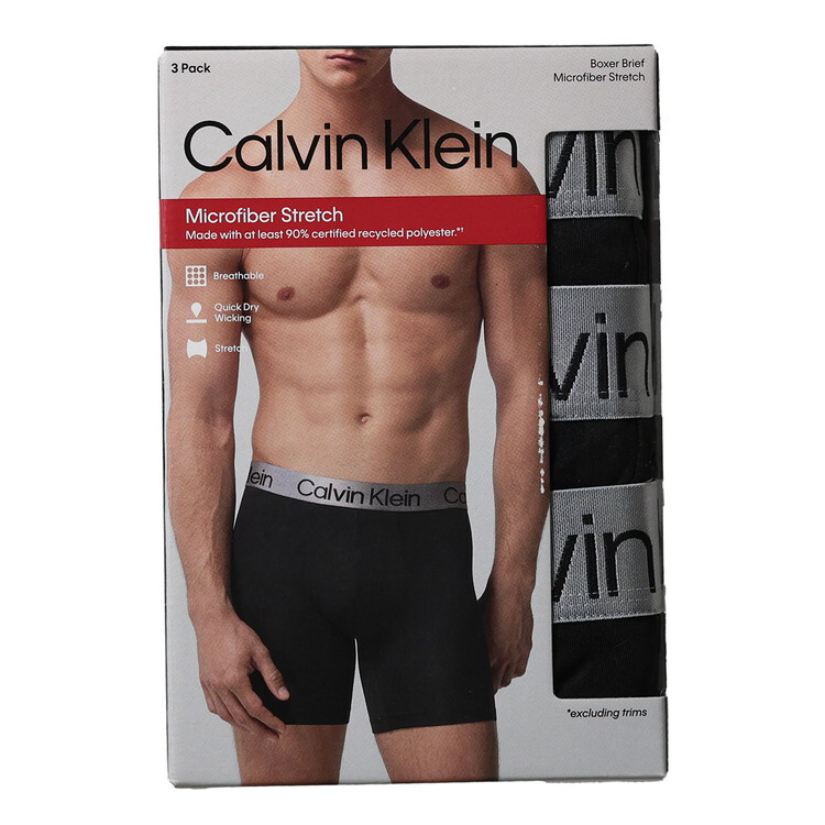 カルバンクライン：NEW CHROMATIC ボクサーブリーフ 3PK (ブラック)[ボクサーパンツ/ 男性下着/ メンズインナー/人気ブランド/おすすめギフト/誕生日プレゼント/メンズファッション]