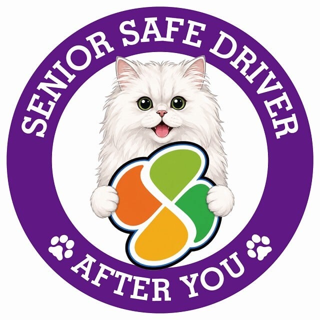 カーサイン 高齢者マーク SENIOR SAFE DRIVER ペルシャ ステッカー シール 直径13cm 肉球 日本製 車