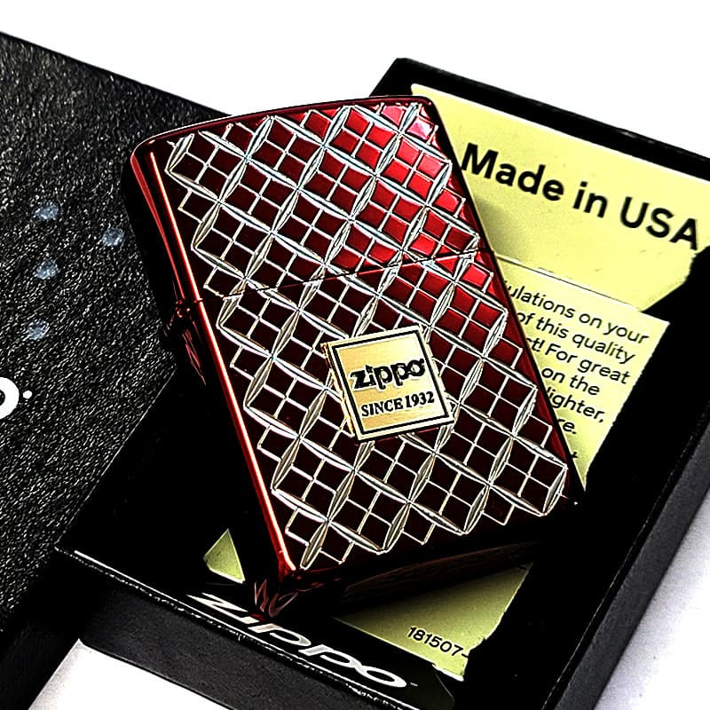 ZIPPO ライター ヘリテージ レッド 七宝 両面加工 彫刻 ジッポ ロゴ Heritage Red 1932 赤 おしゃれ メンズ レディース ギフト プレゼント