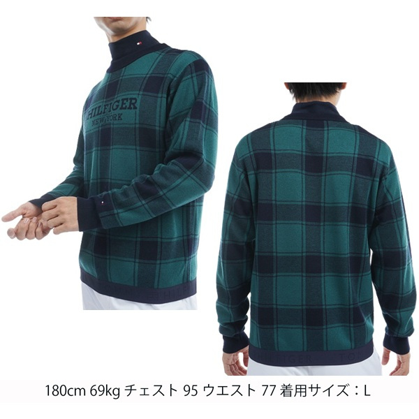 トミーヒルフィガー ゴルフ メンズ バッファローチェックジャカード クルーネックセーター TOMMY HILFIGER GOLF THMA478 秋冬モデル お誕生日祝い お祝い 記念品 お父さん 父の日 彼氏 男性 30代 40代 50代 60代  還暦祝い 敬老の日 人気プレゼント プレゼント
