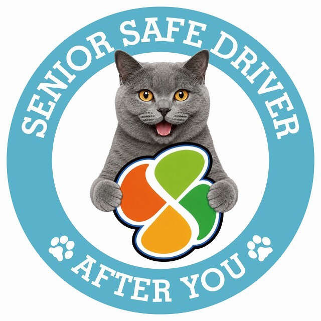 カーサイン 高齢者マーク SENIOR SAFE DRIVER シャルトリュー ステッカー シール 直径13cm 肉球 日本製 車