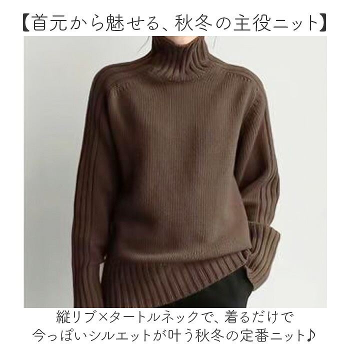 ニット レディース 通販 セーター ハイネック タートルネック リブニット ニットトップス ニットセーター プルオーバー トップス 長袖 秋冬 秋 冬 きれいめ 無地 シンプル かわいい おしゃれ レディースファッション