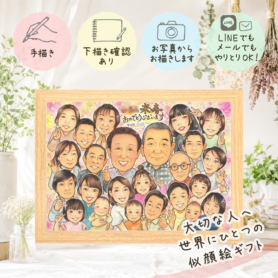 似顔絵 米寿 贈り物 手描き ギフト 名入れ プレゼント 米寿 誕生日 88歳 長寿祝い 長寿 大人数 お父さん 家族 両親 お母さん 下書き確認 名入れ 修正無料 宝物 一生もの かわいい そっくり 長寿 思い出 88歳 古希祝い 引っ越し 記念日 クリスマス ウェディングギフト 感謝 オリジナル キレイ 白寿祝い 節目 ハロウィン 喜寿祝い 二次会 初任給