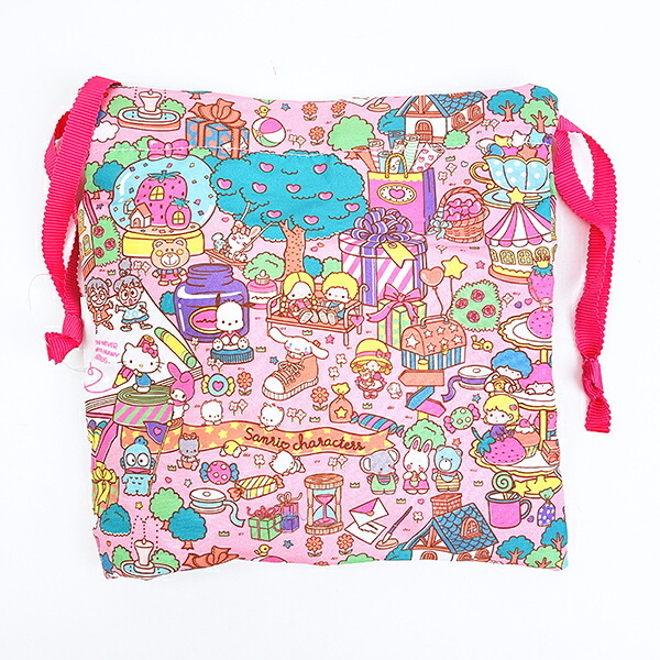 サンリオ ハローキティ ボアフェイス巾着 ラッピング柄 (ピンク) Sanrio