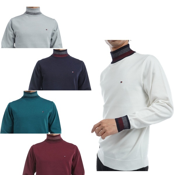 トミーヒルフィガー ゴルフ メンズ シグネチャーストライプ ハイネックセーター TOMMY HILFIGER GOLF THMA471 秋冬モデル お誕生日祝い お祝い 記念品 お父さん 父の日 彼氏 男性 30代 40代 50代 60代  還暦祝い 敬老の日 人気プレゼント プレゼント