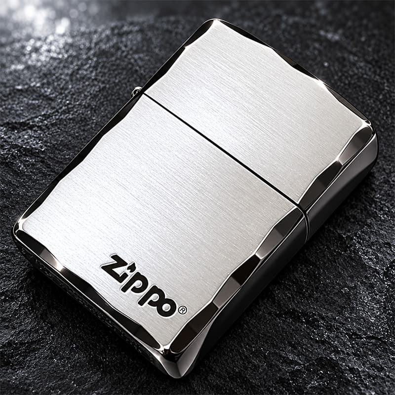 ZIPPO ライター アーマー ジッポ 重厚 シンプル ロゴ シルバーサテン＆ブラック 両面コーナー彫刻 黒銀 渋い かっこいい おしゃれ ギフト プレゼント
