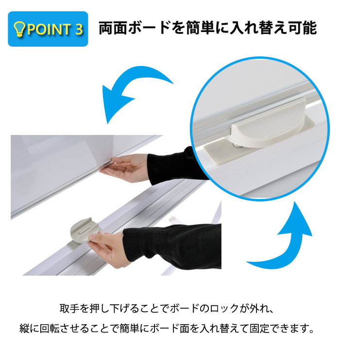 軽量 ホワイトボード 脚付き 横型 両面 すぐに使える マグネット対応 会議 プレゼン ミーティング アルミ枠 スチール マグネットボード 掲示板 無地 激安 テレワーク