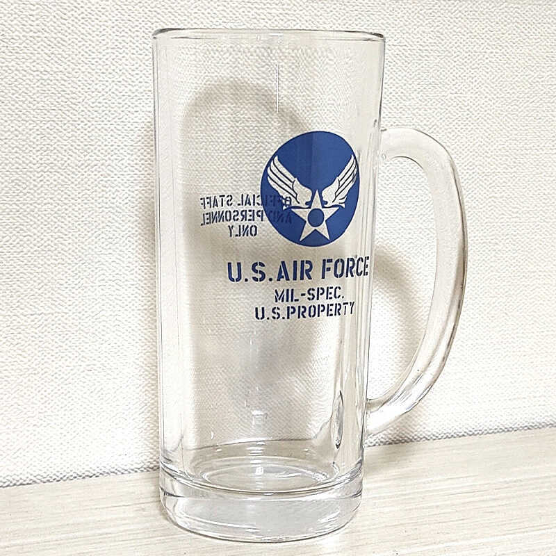 ビアグラス U.S.AIR FORCE ガラス製 ビアジョッキ アメリカン 雑貨 USAF アメリカ空軍 メンズ キッチン ビール コップ 食器 ドリンク おしゃれ レストラン 店舗 バー