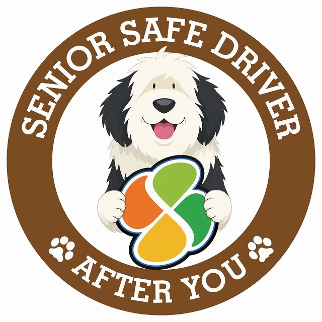 カーサイン 高齢者マーク SENIOR SAFE DRIVER オールドイングリッシュシープドッグ ステッカー シール 直径13cm 肉球 日本製 車