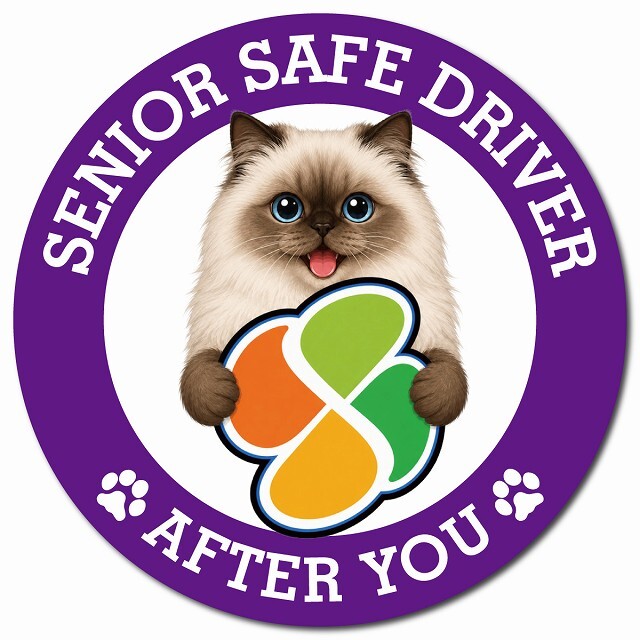 カーサイン 高齢者マーク SENIOR SAFE DRIVER ヒマラヤン マグネット 強力 直径13cm 肉球 日本製 車 ステッカー
