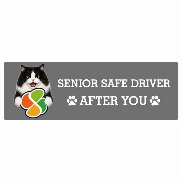 カーサイン 高齢者マーク SENIOR SAFE DRIVER キムリック ステッカー シール 長方形 15x5cm 肉球 日本製 車