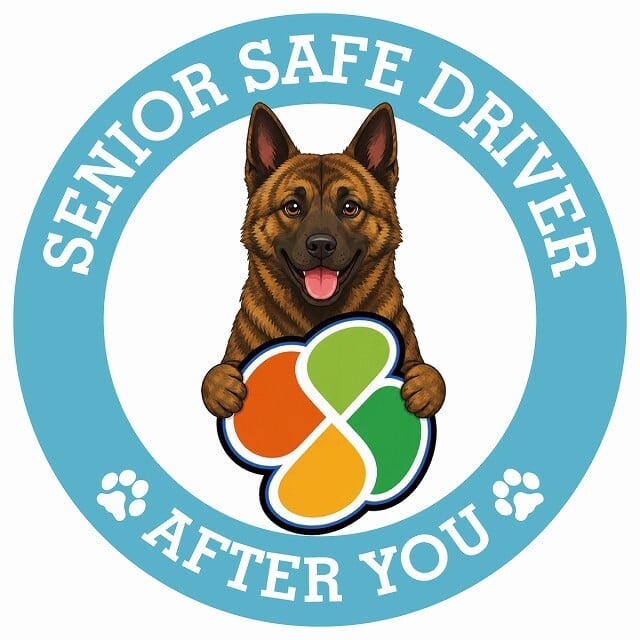 カーサイン 高齢者マーク SENIOR SAFE DRIVER 琉球犬 ステッカー シール 直径13cm 肉球 日本製 車