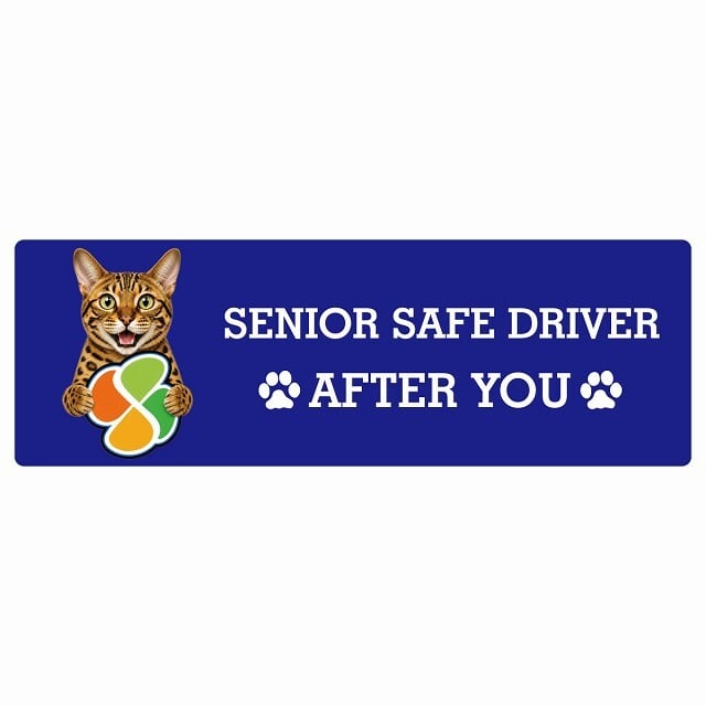 カーサイン 高齢者マーク SENIOR SAFE DRIVER ベンガル ステッカー シール 長方形 20x6.7cm 肉球 日本製 車