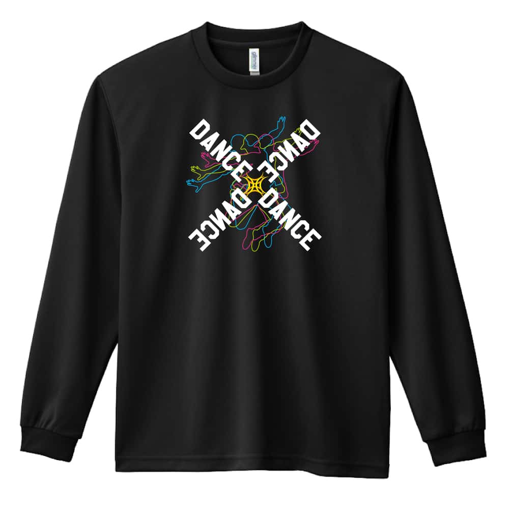 ダンス ロンT 長袖 Tシャツ メンズ 練習着 レディース ジュニア ウェア ドライ おもしろ tシャツ 名入れ おしゃれ キッズ 文字入れ無料 「ネオンスタイルのクロスDANCE」 アートワークスコウベ 【送料無料】