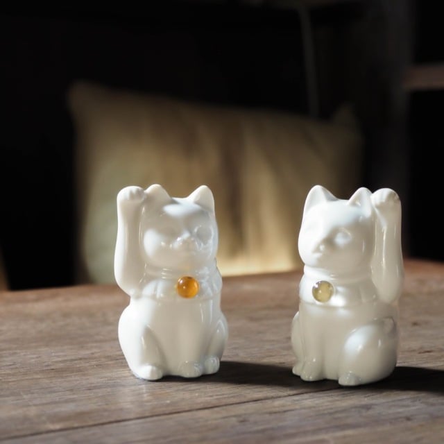 【組み合わせは144通り！セミオーダーできる招き猫】Jeramic MANEKINEKO / 白 / ペアセット / ギフトボックス付き / 瀬戸焼 置物【送料無料（北海道・沖縄を除く）】