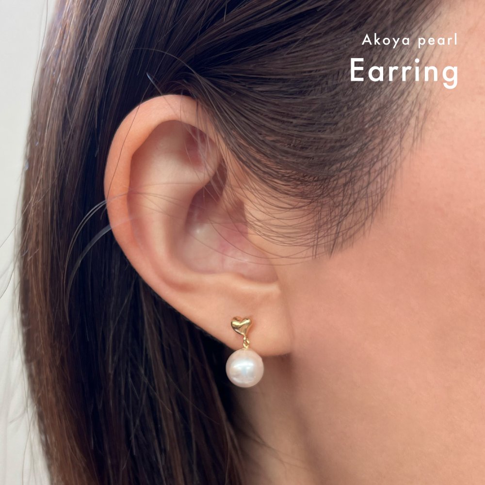 ［pearl148］7.5mm - 8mm ハート ピアス あこや真珠 ホワイトピンク 天草 熊本 日本産