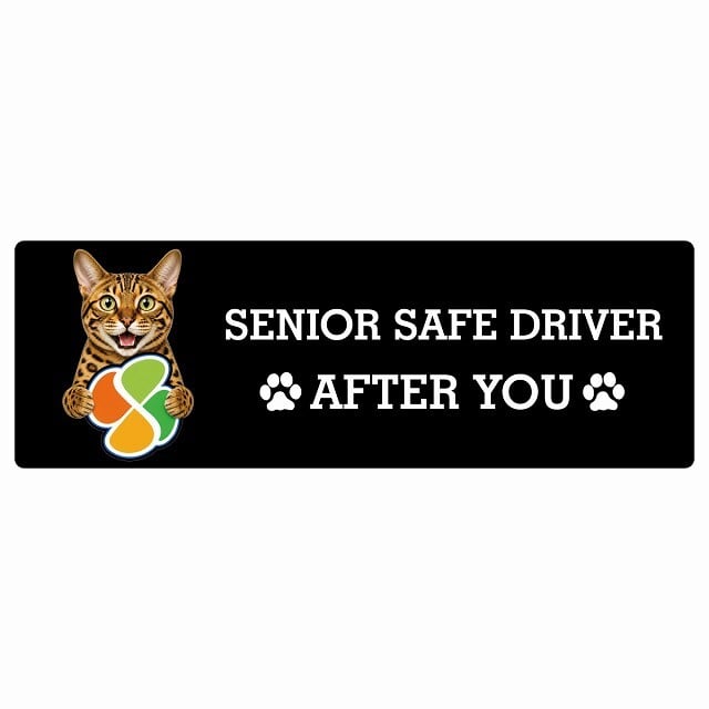カーサイン 高齢者マーク SENIOR SAFE DRIVER ベンガル ステッカー シール 長方形 20x6.7cm 肉球 日本製 車
