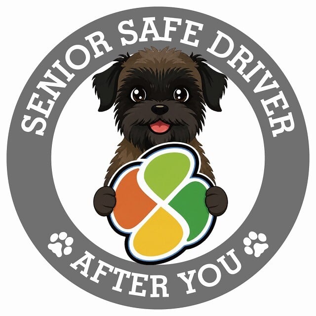 カーサイン 高齢者マーク SENIOR SAFE DRIVER ベルジアングリフォン ステッカー シール 直径13cm 肉球 日本製 車