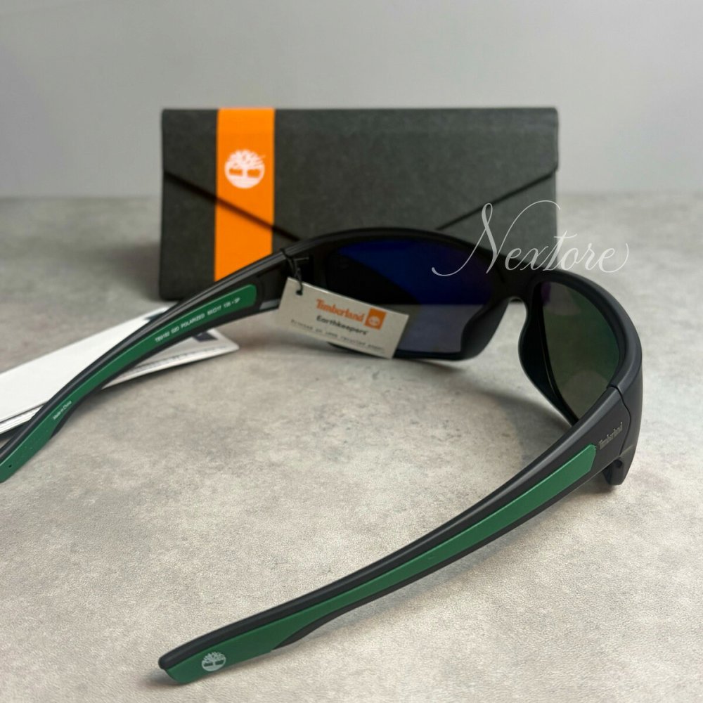 【中古】【海外直輸入USED品】【新古品・未使用品】Timberland ティンバーランド TB9192 02D マットブラック グリーンラバー 偏光レンズ ラップスタイル サングラス メガネ 眼鏡 スポーツ・アウトドア向け