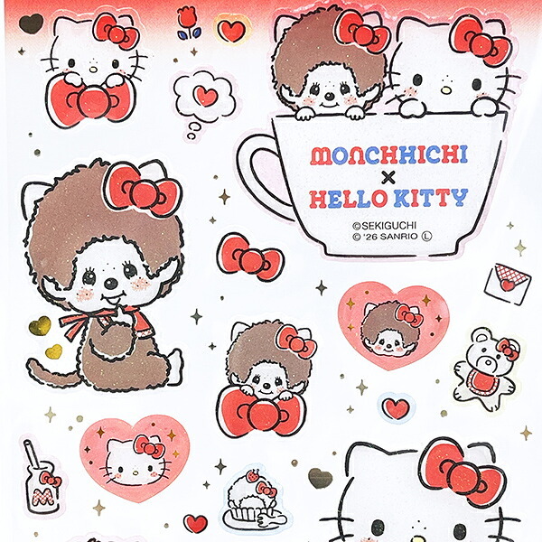 モンチッチ× ハローキティ クリアキャンディシール スタンダード 文具 Sanrio