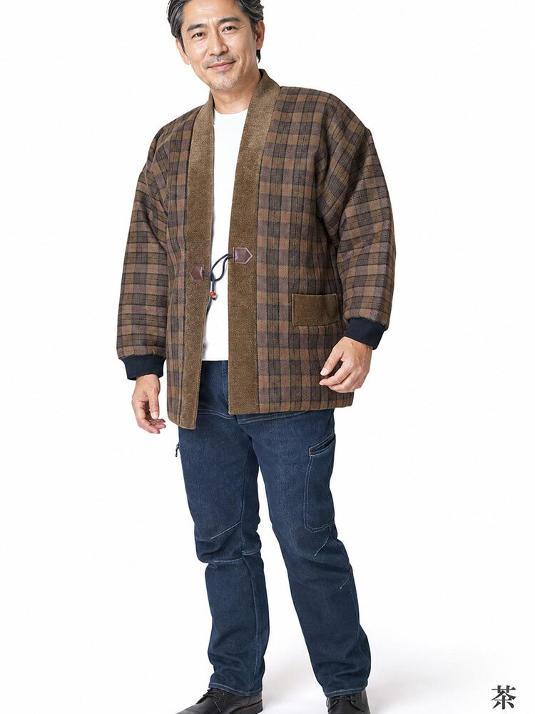 はんてん メンズ 日本製 裏ボア フリース リブ袖 冬用 アクリル100％ 71-7380 M/L セール どてら 保温 男性用 暖かい おしゃれ 半天 半纏 袢纏 男性用 ちゃんちゃんこ 丹前 おしゃれ 冬 あたたかい 部屋着 敬老の日 プレゼント ギフト 布団  還暦 40代 50代 60代 70代