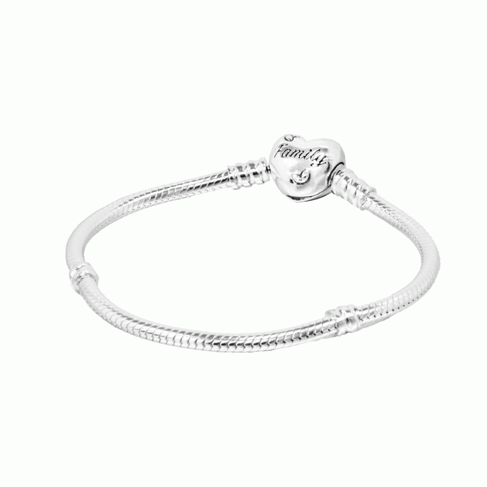 ボックス・ショッパー付 PANDORA(パンドラ) ★ Family Tree Heart Clasp Snake Chain Bracelet ★ファミリーツリー ハート クラスプ スネークチェーン ブレスレット ★ チャーム カスタマイズ アクセサリー シンプル 日常使い 誕生日 記念日 母の日 プレゼント ギフト