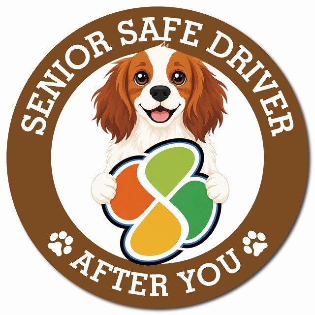 カーサイン 高齢者マーク SENIOR SAFE DRIVER コーイケルホーンディエ マグネット 強力 直径13cm 肉球 日本製 車 ステッカー